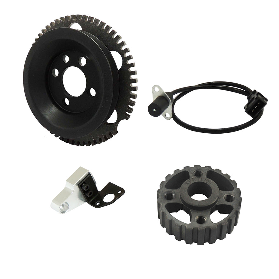 VW MKI II Rabbit , Audi 80, scirocco 8v underdrive crank trigger adapter kit - Black + VW 8V super light crank timing gear