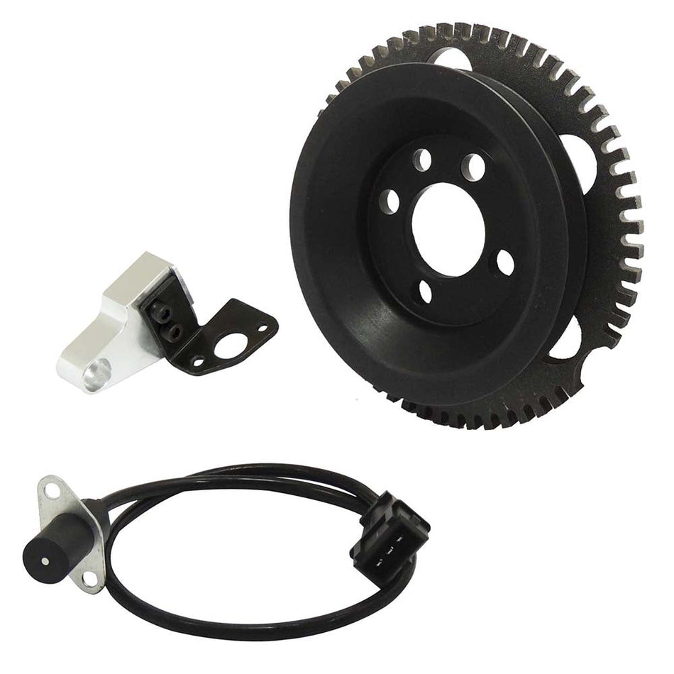 VW MKI II Rabbit , Audi 80, scirocco 8v underdrive crank trigger adapter kit - Black + VW 8V super light crank timing gear