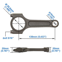 VW 138mm x 18mm Super A connecting rod set 5/16" bolt (600hp) BAH BLM 8V 16V engine