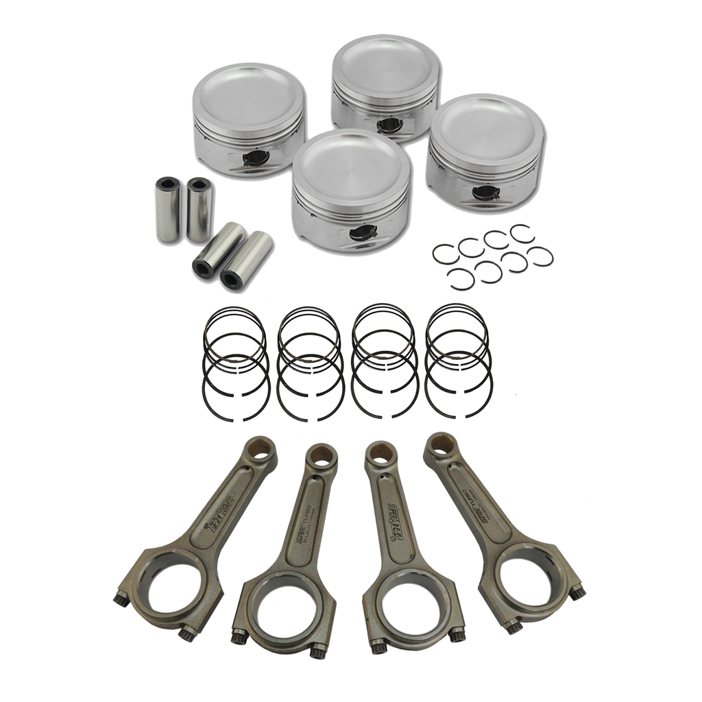 Forged piston and rings set 81,5mm VW 1.8L 8V + VW 144MM X 20MM SUPER A CONNECTING ROD SET 3/8" BOLT (1000HP)