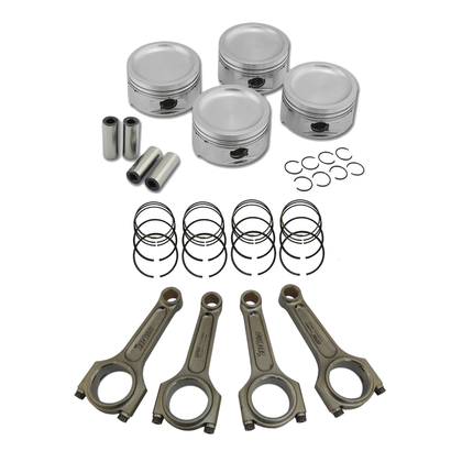 FORGED PISTON AND RINGS SET 83.5MM VW 1.8L 8V + VW 144MM X 20MM SUPER A CONNECTING ROD SET 3/8