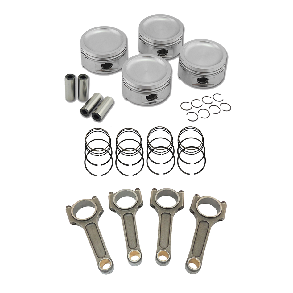Forged piston and rings set 83mm VW 1.8L 8V + VW 144MM X 20MM HIGH PERFORMANCE CONNECTING ROD SET 7/16" BOLT (1100HP)