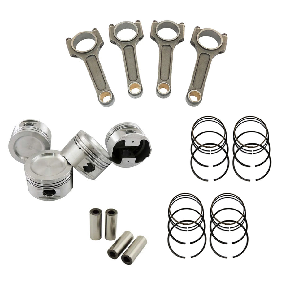 FORGED PISTON AND RINGS SET 83.5MM VW 1.8L 8V + VW 144MM X 20MM HIGH PERFORMANCE CONNECTING ROD SET 7/16" BOLT (1100HP)