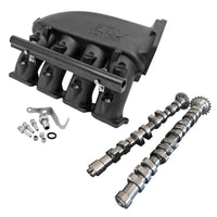 CAST ALUMINUM INTAKE MANIFOLD FOR TRANSVERSE VW/AUDI 1.8T WITH 4 INJECTORS FUEL RAIL KIT (RIGHT SIDE OEM THROTTLE) - BLACK + 252 / 260 HIGH PERFORMANCE CAMSHAFT SET FOR VW/AUDI 1.8L 20V