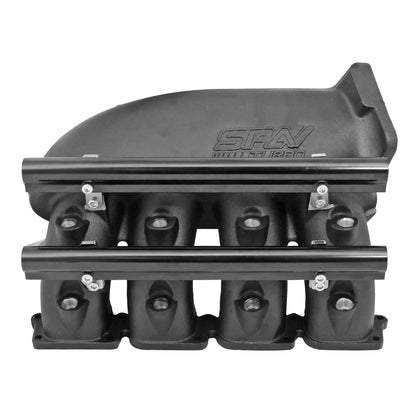 Cast Aluminum Intake Manifold for transverse VW/AUDI 1.8T with 8 injectors Fuel Rail Kit (right side OEM throttle) - Black