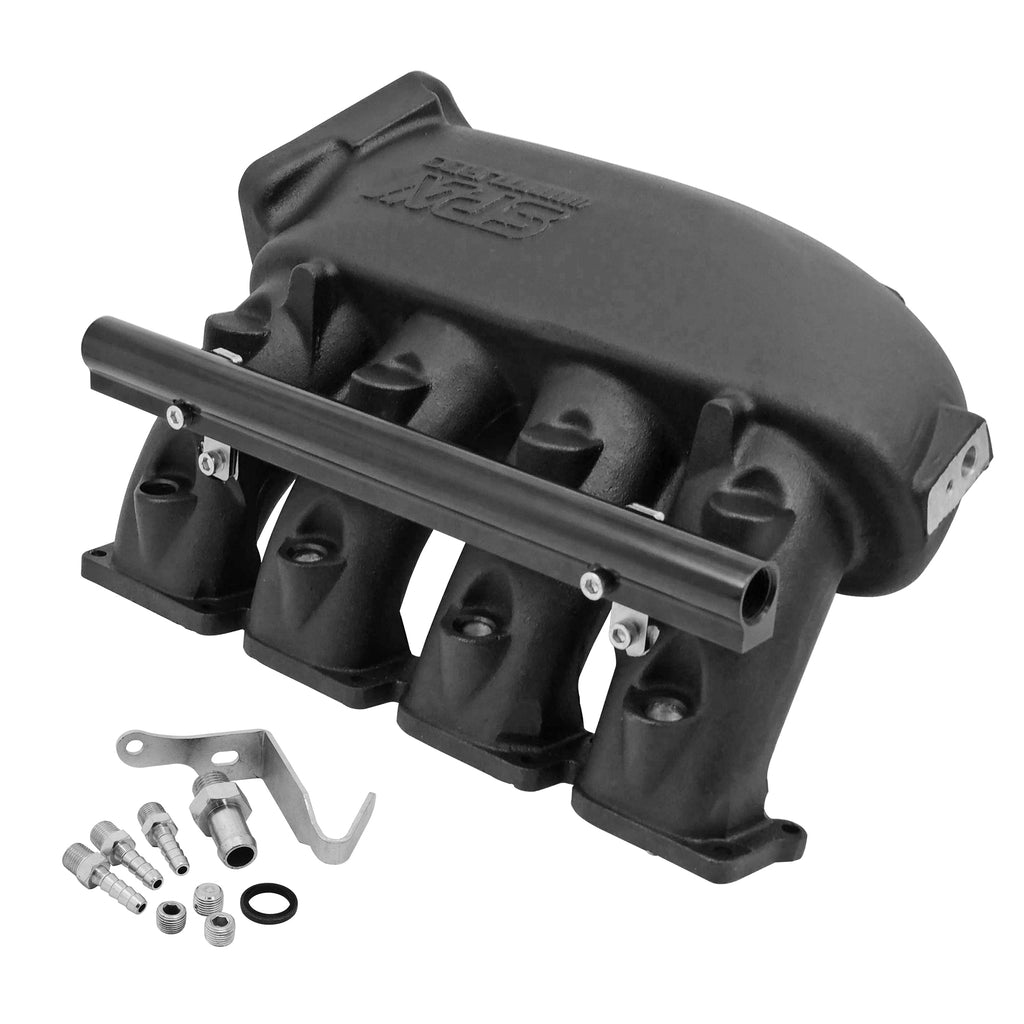 Cast Aluminum Intake Manifold for transverse VW/AUDI 1.8T with 4 injectors Fuel Rail Kit (left side without throttle bolt holes) - Black