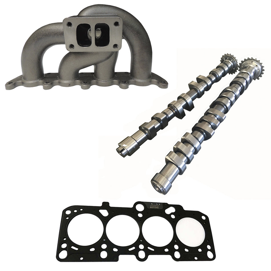 VW/AUDI 1.8L 20V transverse T3 twin scroll turbo manifold + 252 / 260 performance camshaft set + 2.50mm decompression MLS head gasket