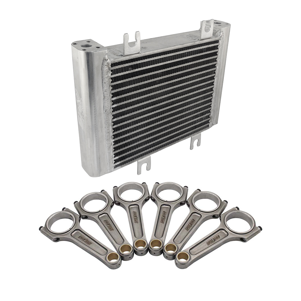 09-16 For GTR R35 Billet Aluminum Oil Cooler -Replaces 21305JF02B Direct Bolt On + 165mm x 23mm Super A forged con rod set with 7/16" bolts